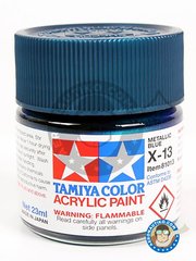 <a href="https://www.aeronautiko.com/product_info.php?products_id=51586">1 &times; Tamiya: Acrylic paint - X-13 Metallic blue. 10ml - for all kits</a>