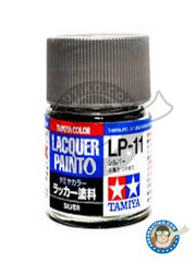 <a href="https://www.aeronautiko.com/product_info.php?products_id=51283">2 &times; Tamiya: Lacquer paint - Tamiya LP-11 Silver gloss - 10ml jar - for all kits</a>