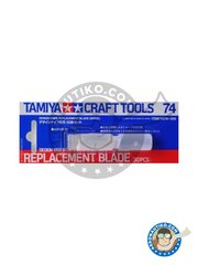 <a href="https://www.aeronautiko.com/product_info.php?products_id=51843">1 &times; Tamiya: Tools - Knife replacement blade - metal parts - for with Tamiya ref. TAM74020</a>