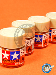 <a href="https://www.aeronautiko.com/product_info.php?products_id=12076">2 &times; Tamiya: Pintura acrlica - Dorado titanio X-31 - para todos los kits</a>
