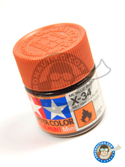 <a href="https://www.aeronautiko.com/product_info.php?products_id=12226">1 &times; Tamiya: Pintura acrlica - Color Marron metalizado X-34 Metallic Brown - para todos los kits</a>
