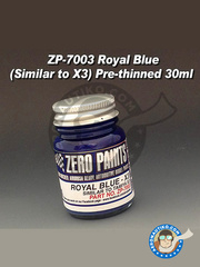 <a href="https://www.aeronautiko.com/product_info.php?products_id=50061">1 &times; Zero Paints: Paint - Royal Blue - Similar to X-3 - 30ml - for all kits</a>