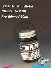 <a href="https://www.aeronautiko.com/product_info.php?products_id=49697">1 &times; Zero Paints: Paint - Gun Metal - Similar a Tamiya X-10 - 30ml - for all kits</a>