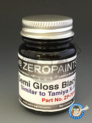 <a href="https://www.aeronautiko.com/product_info.php?products_id=49699">2 &times; Zero Paints: Pintura - Negro satinado - Semi Gloss Black - Similar to Tamiya X-18 - 30ml - para aergrafo</a>