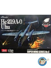 Zoukei-Mura: Model kit 1/32 scale - Heinkel He 219A-0 "Uhu" - paint masks, plastic parts, water slide decals, white metal parts and assembly instructions